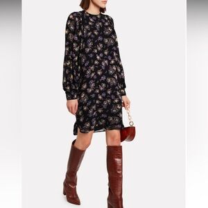 GANNI Floral Georgette Mini Dress